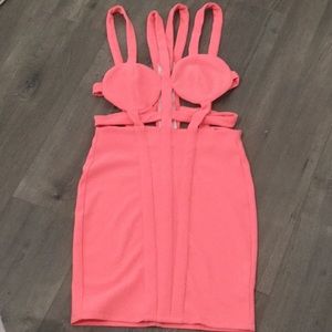 Nasty gal commotion neon pink cage dress medium